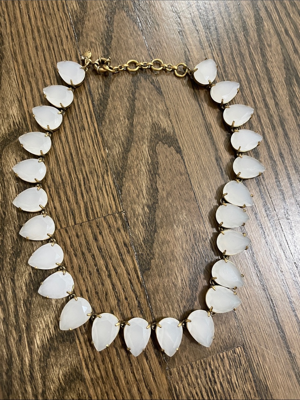 White Teardrop Statement Necklace - Gold Chain by J Crew